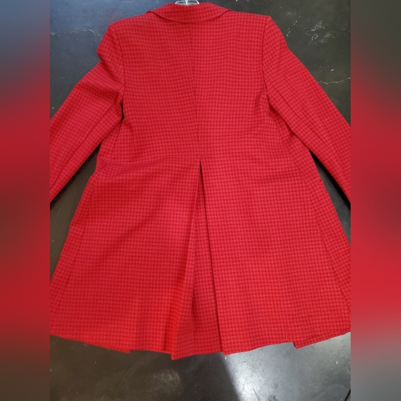 Cabi red blazer / jacket with ruffle & houndstooth pattern, XS - Picture 12 of 16